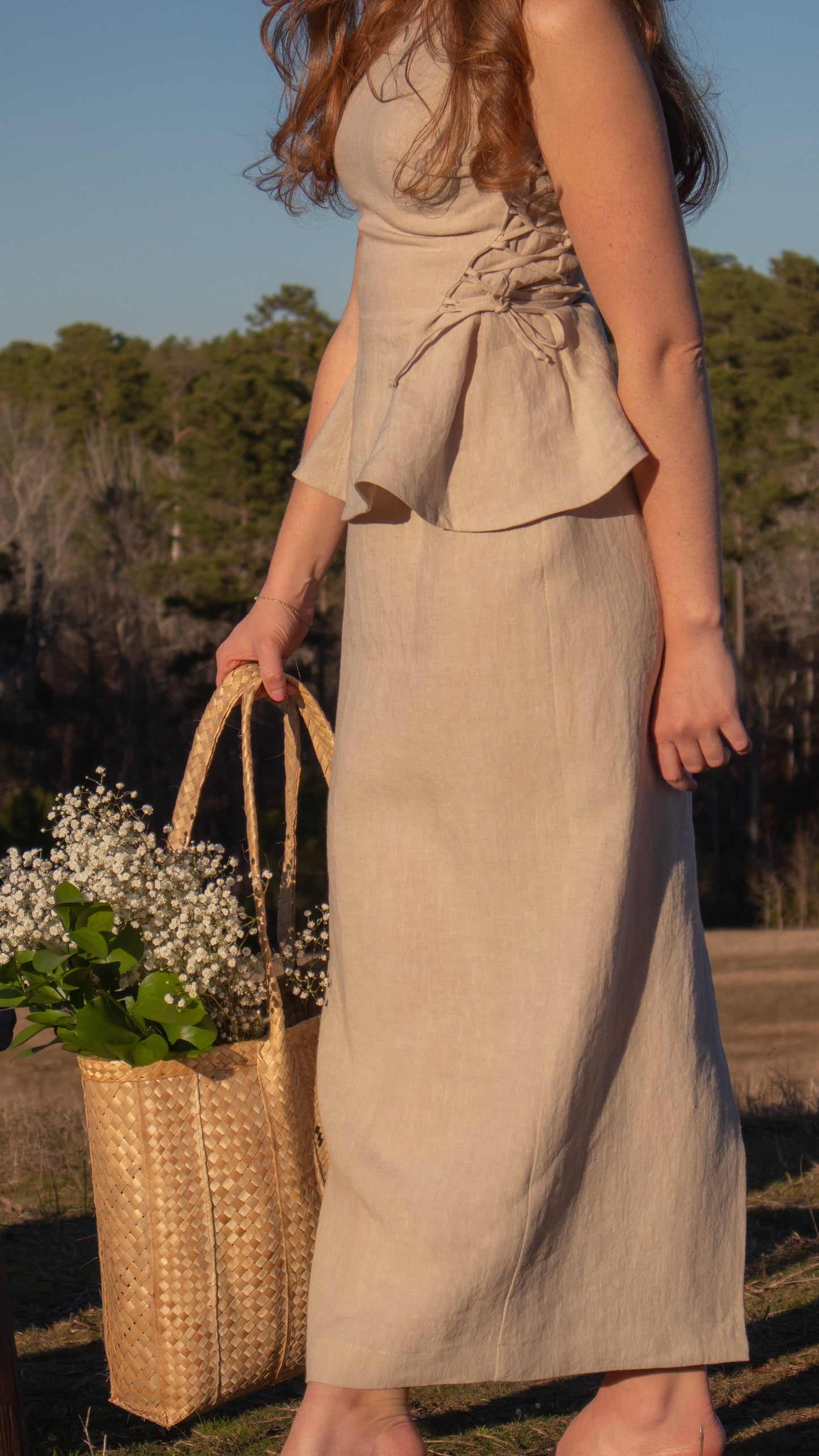 Margo Pencil Skirt in Beige