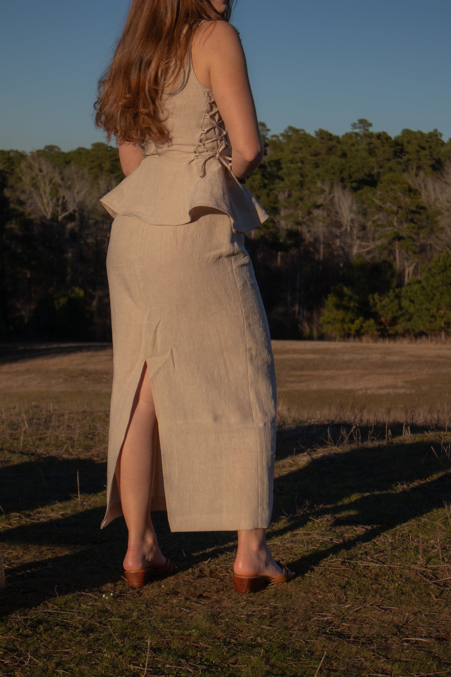 Margo Pencil Skirt in Beige
