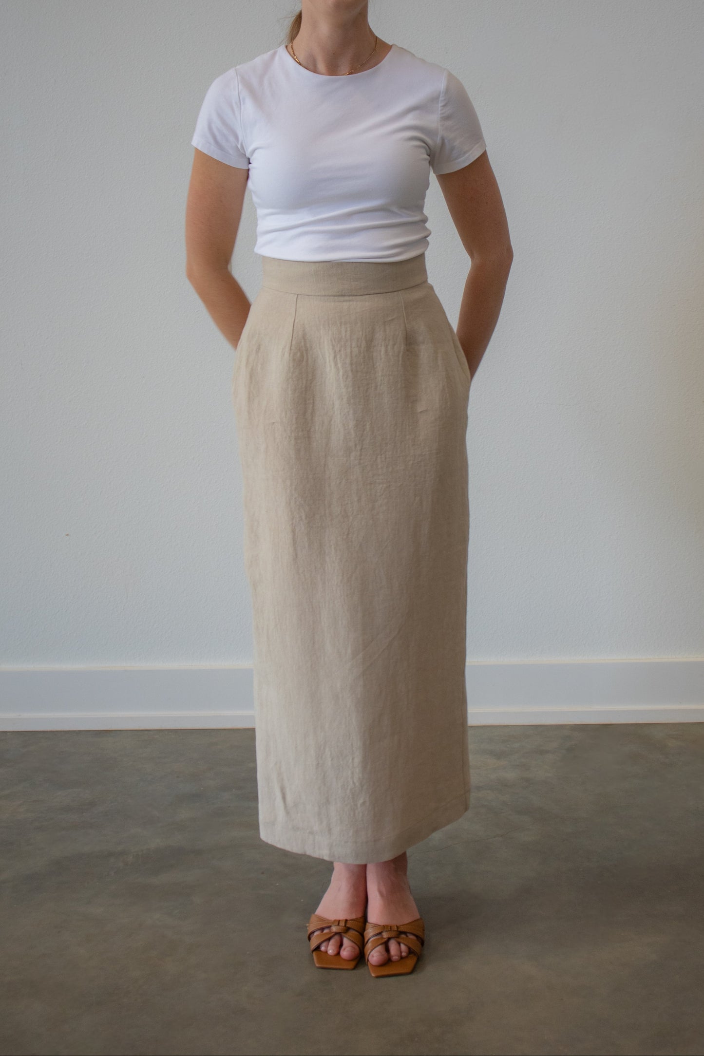 Margo Pencil Skirt in Beige